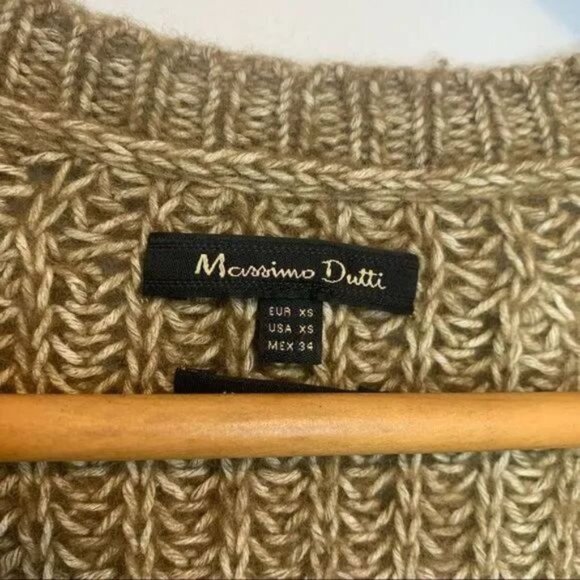 Massimo Dutti knitted cardigan sweater cotton wool blend neutral earthy tone XS - Picture 5 of 6